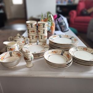 Vintage Handpainted China Set, Partial